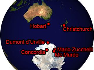 Les principaux points utilisés par la logistique antarctique française